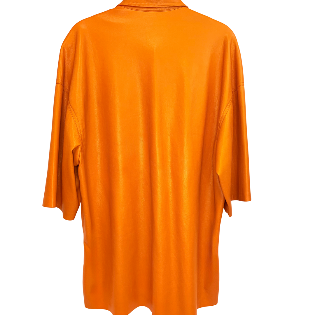 Men's Nanushka Orange Leather Shirt
