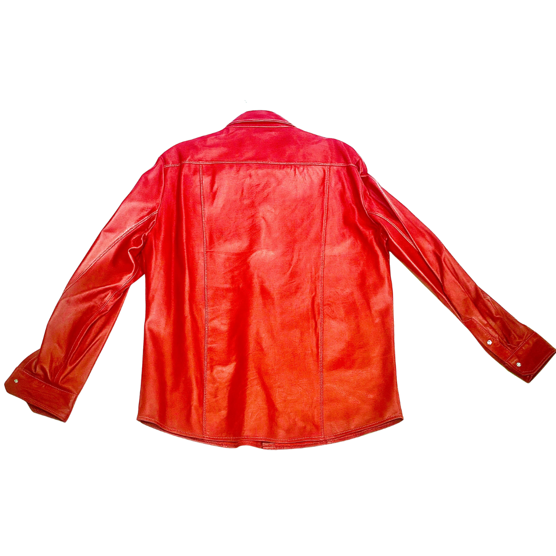 Men's Red Leather Shirt