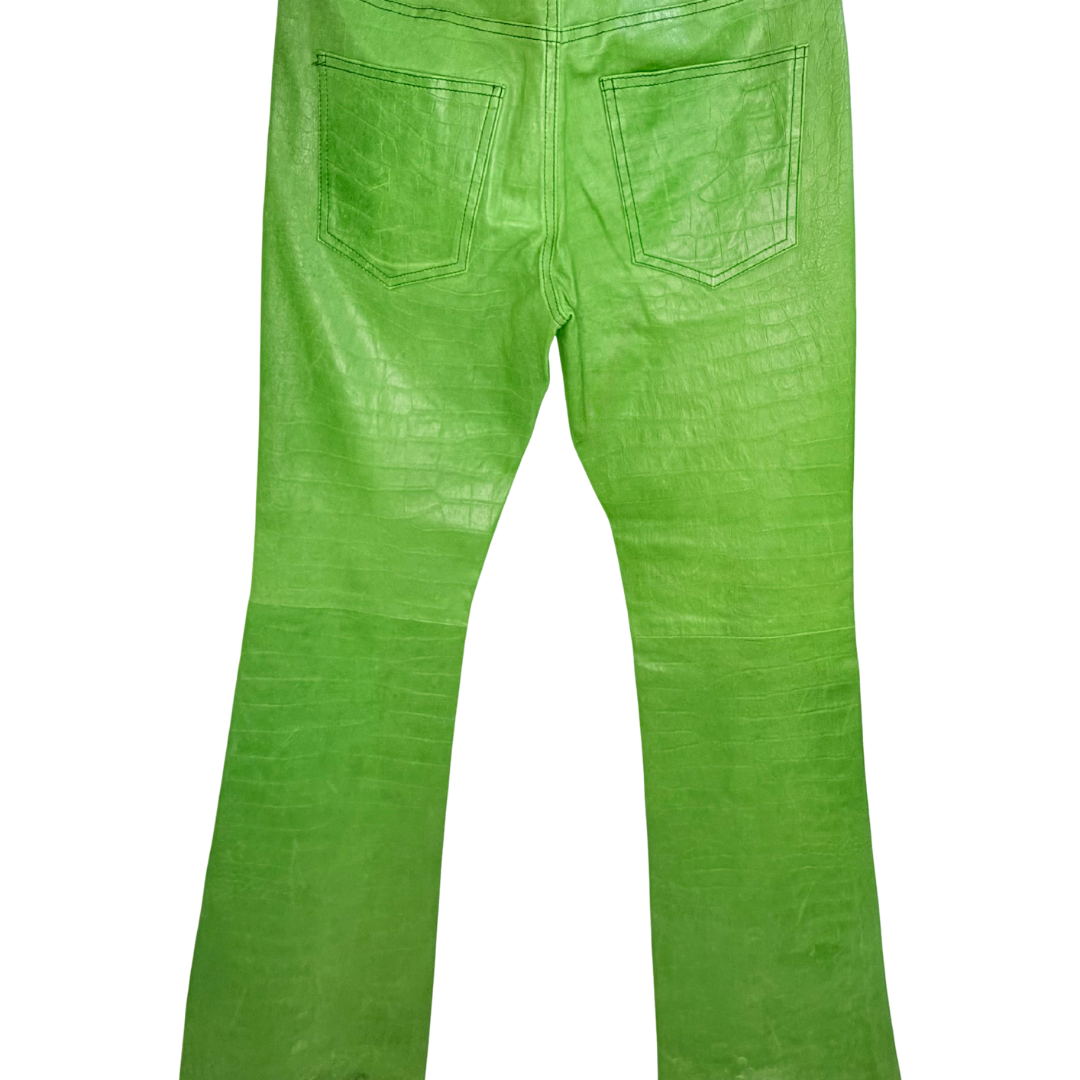 Men’s Green Leather Flared Pants