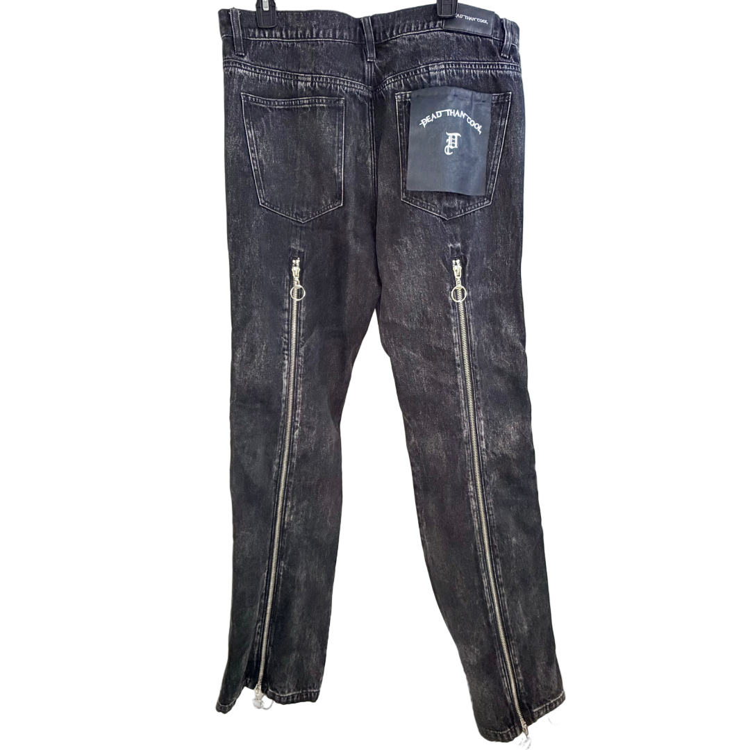 Men’s Black Distressed Flared Denim