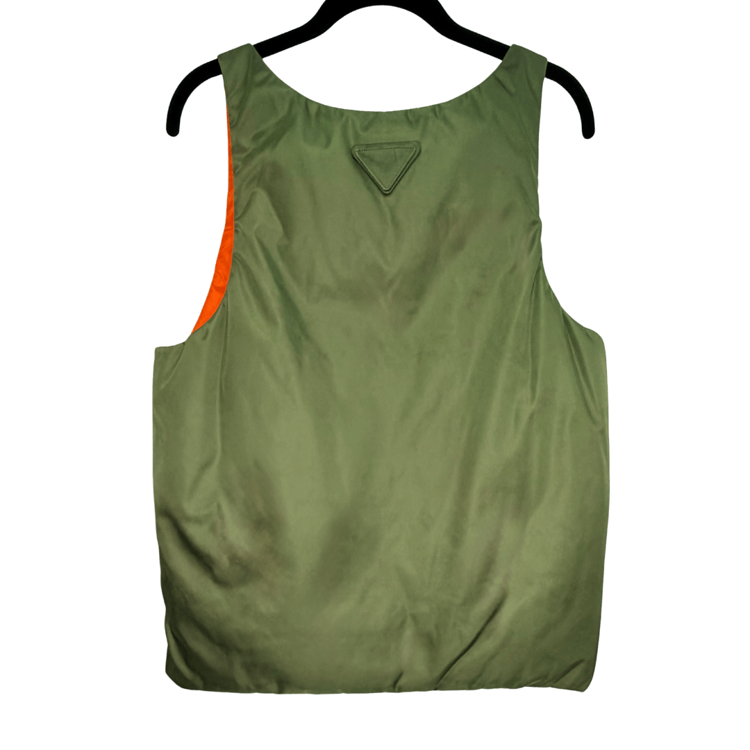 Men’s Prada Reversible Green/ Orange Puffer Vest FW23