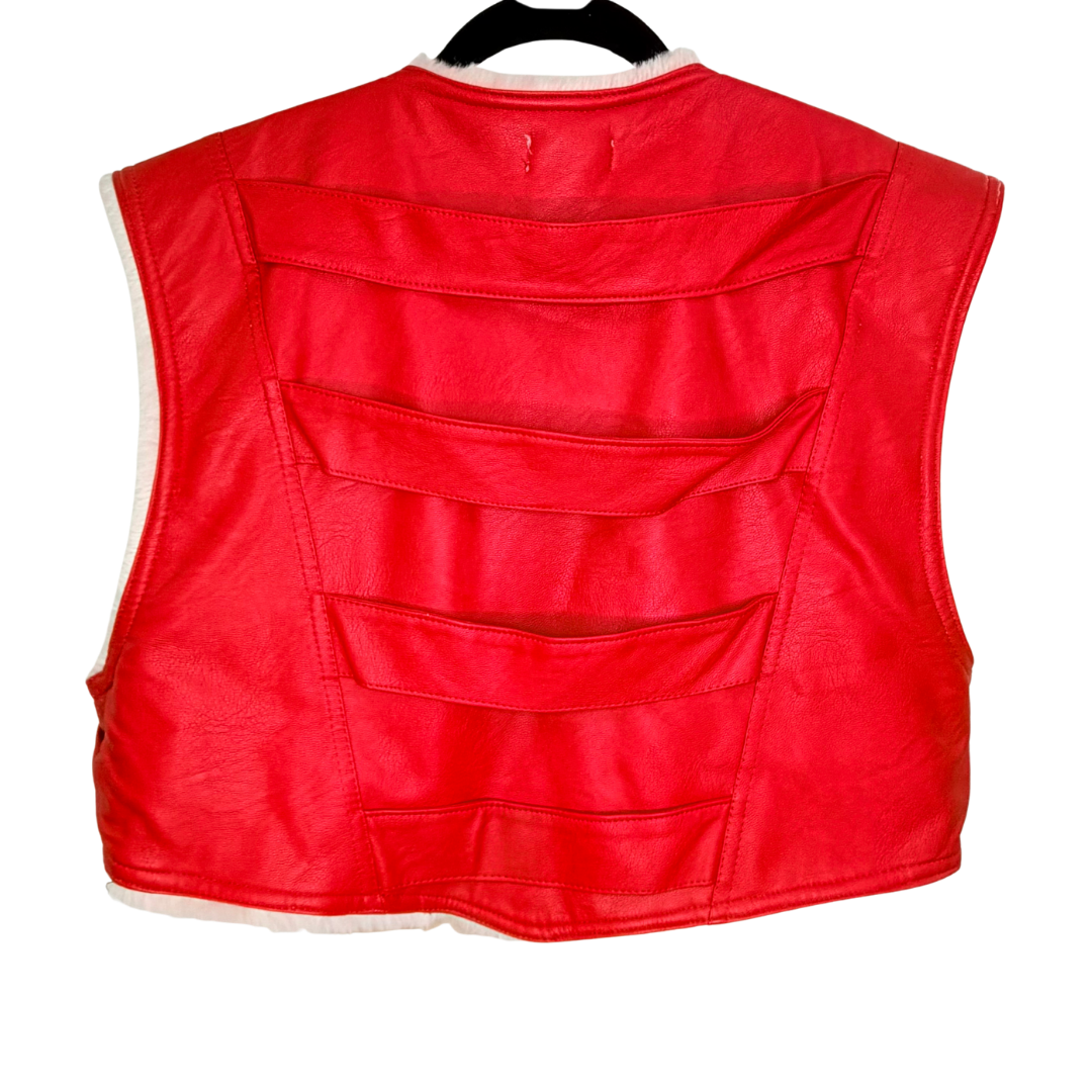 Men's Cropped Red Leather Vest