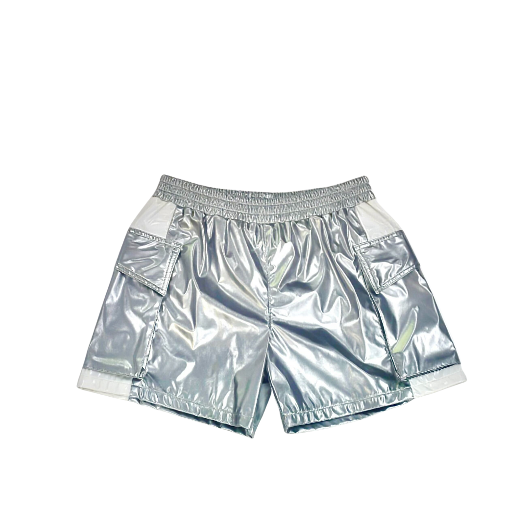 Men's Custom Silver Vinyl Shorts