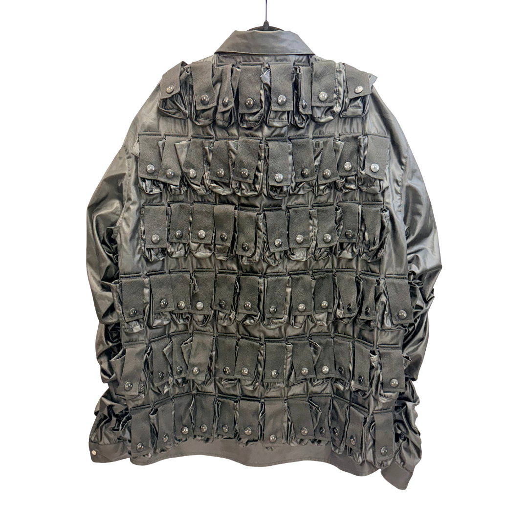 Men's Black Leather Pocket Jacket