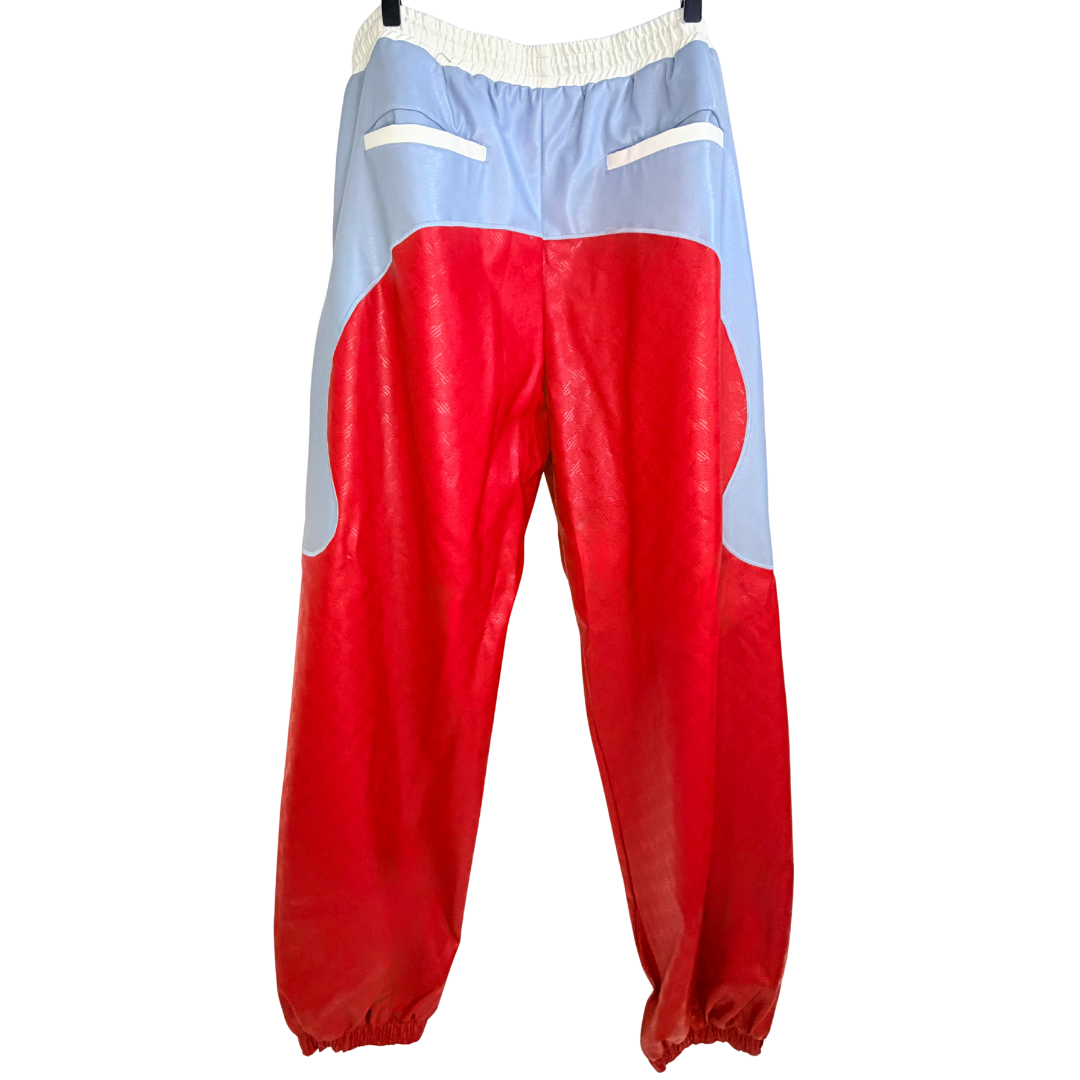 Men's Red & Blue Leather Pants