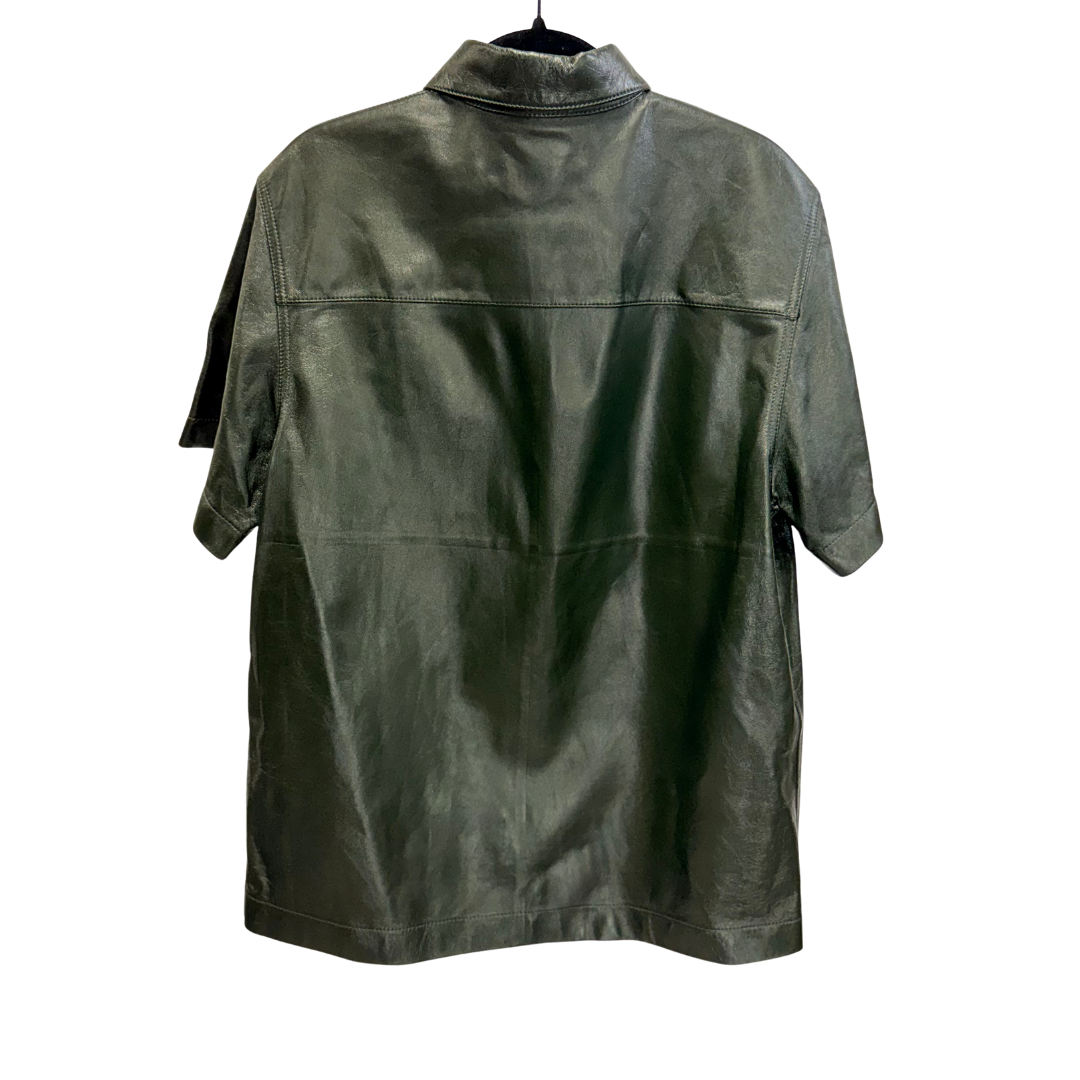 Men's Green Leather Bottega Veneta Archive Button Up