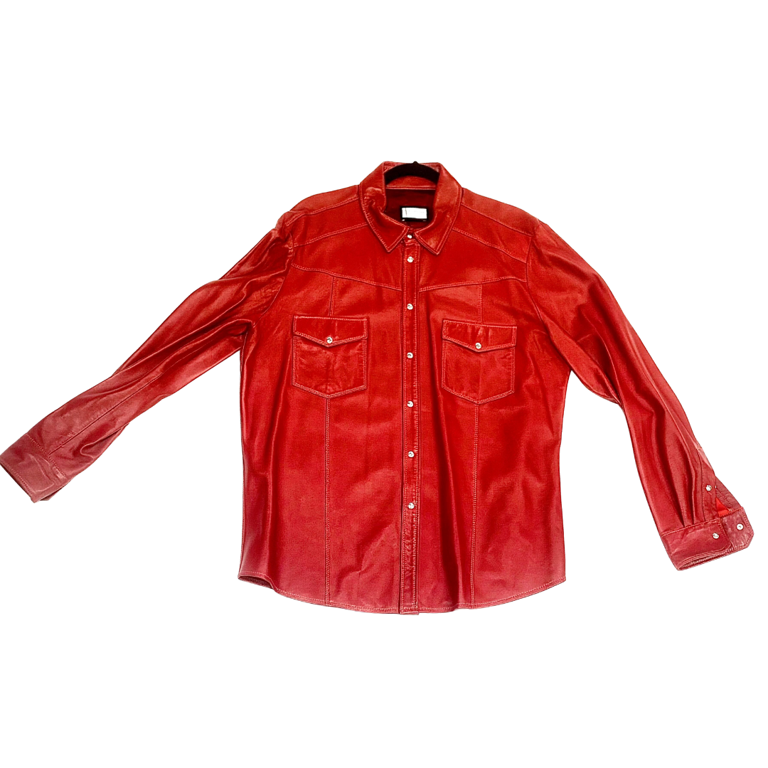Men's Red Leather Shirt