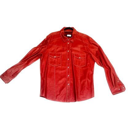 Men's Red Leather Shirt