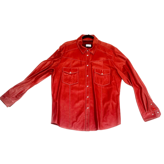 Men's Red Leather Shirt