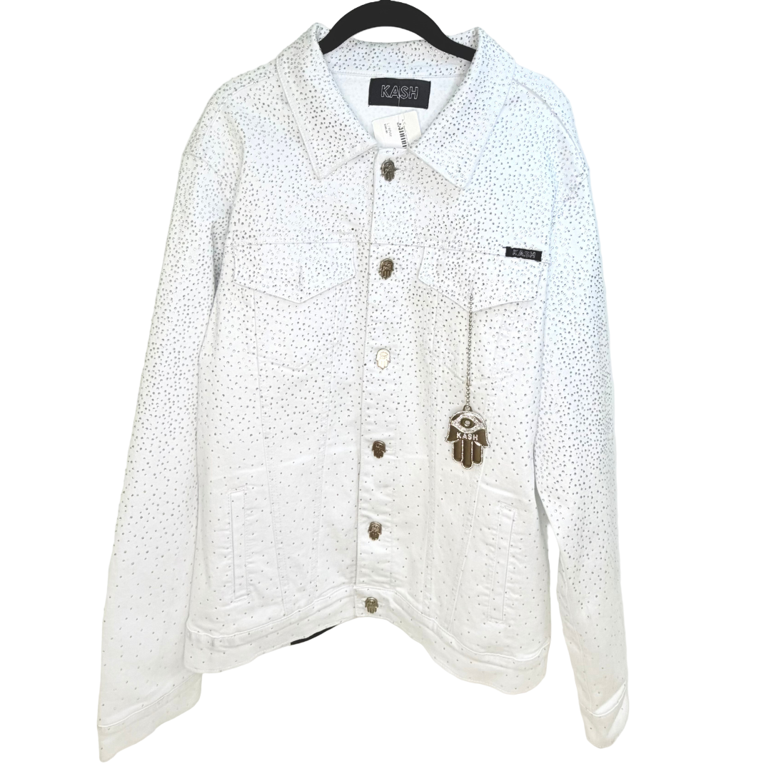 Men’s White Bedazzled Denim Jacket