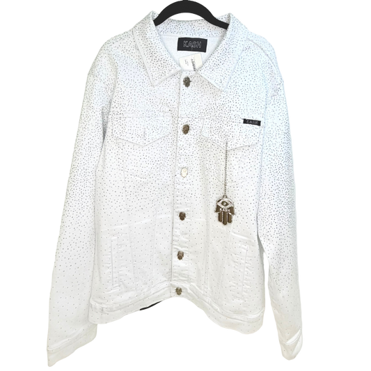Men’s White Bedazzled Denim Jacket