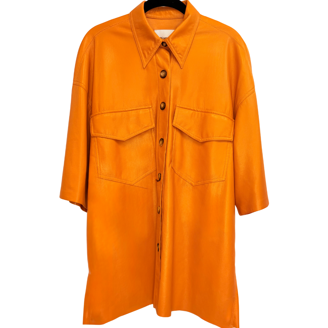 Men's Nanushka Orange Leather Shirt