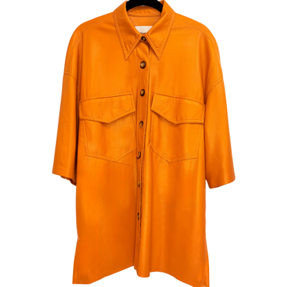 Men's Nanushka Orange Leather Shirt