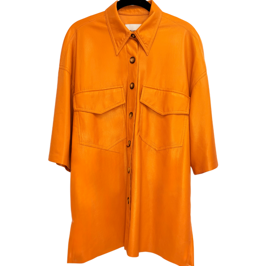 Men's Nanushka Orange Leather Shirt
