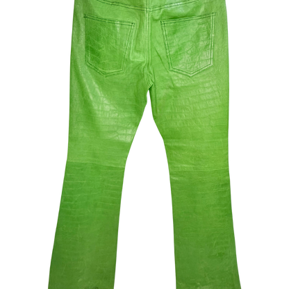 Men’s Green Leather Flared Pants