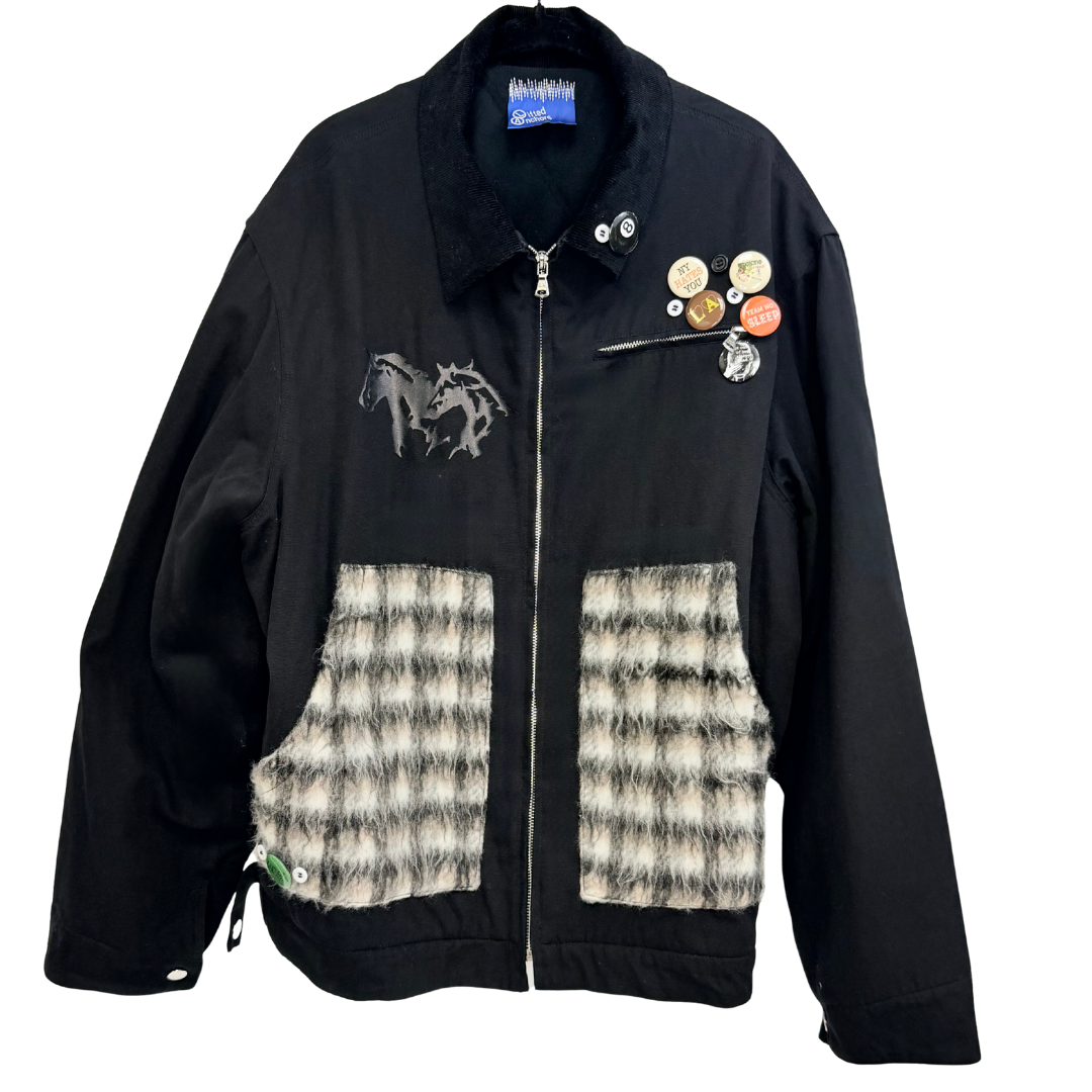 Men's Black Patchwork Jacket