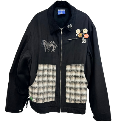 Men's Black Patchwork Jacket