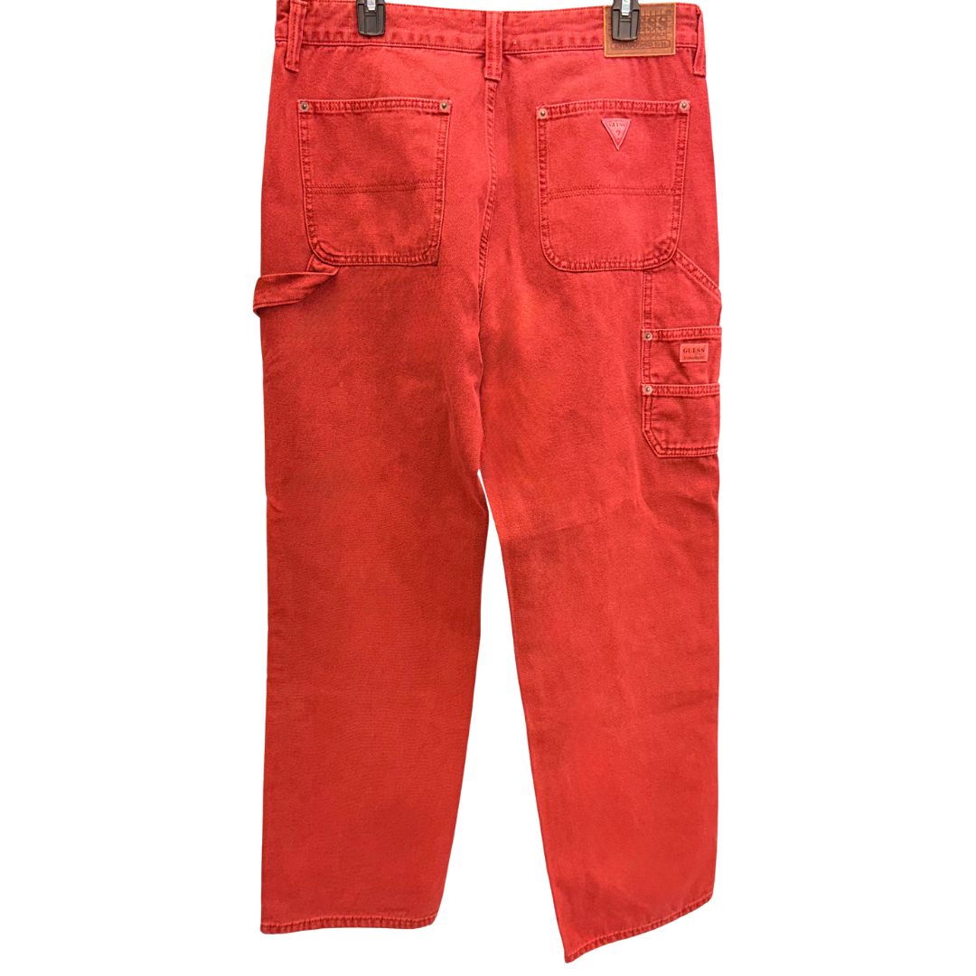 Men's Red Guess Cargo Pants