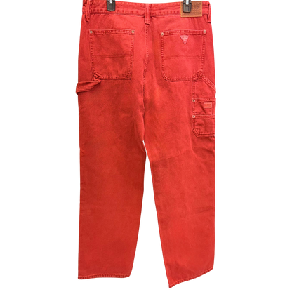 Men's Red Guess Cargo Pants
