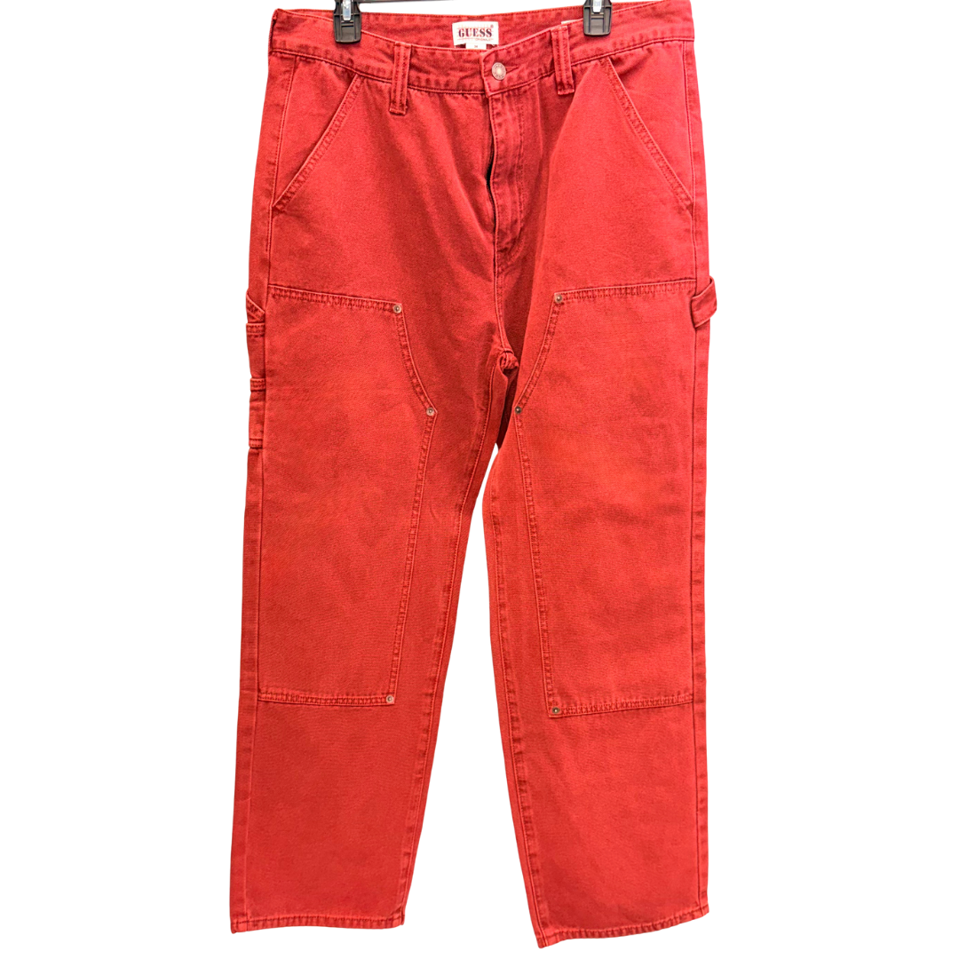 Men's Red Guess Cargo Pants