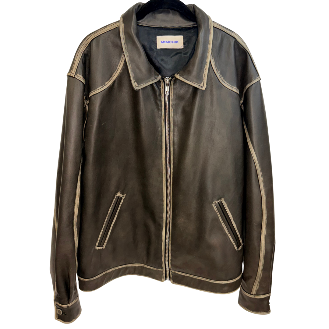 Men's Lined Brown Leather Jacket