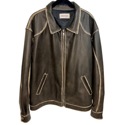 Men's Lined Brown Leather Jacket