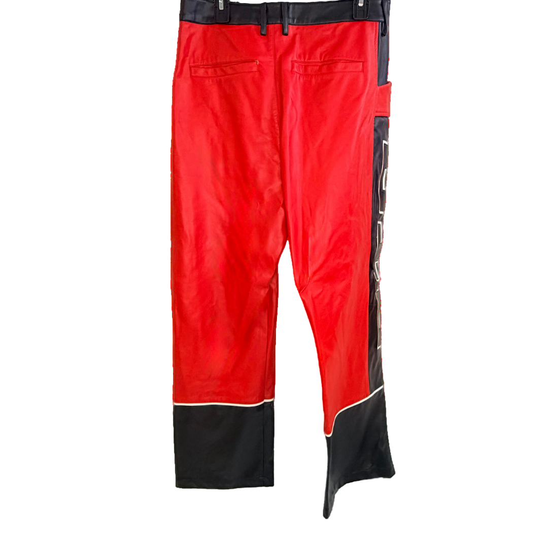 Men's RTA Red Leather Racer Pants