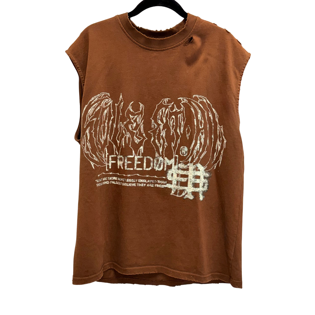 Men's Brown Graphic Tank Top