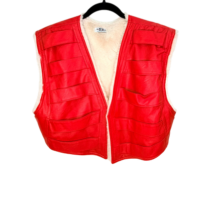 Men's Cropped Red Leather Vest