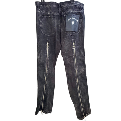Men’s Black Distressed Flared Denim