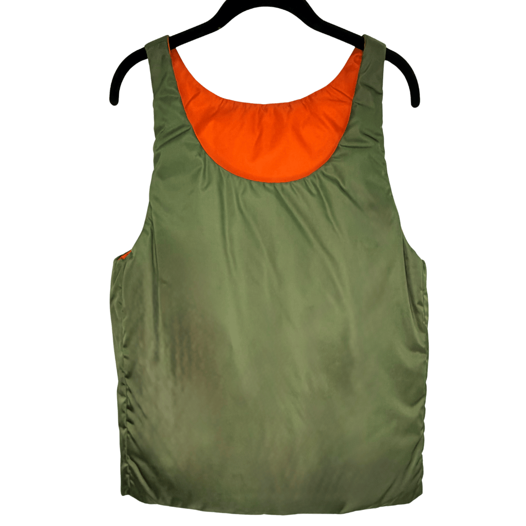 Men’s Prada Reversible Green/ Orange Puffer Vest FW23