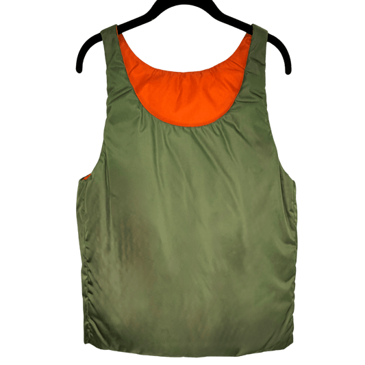 Men’s Prada Reversible Green/ Orange Puffer Vest FW23