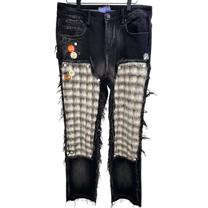 Men's Black Patchwork Jeans