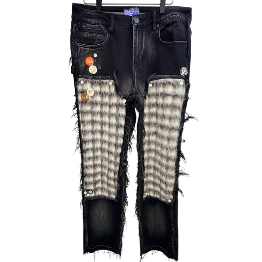 Men's Black Patchwork Jeans