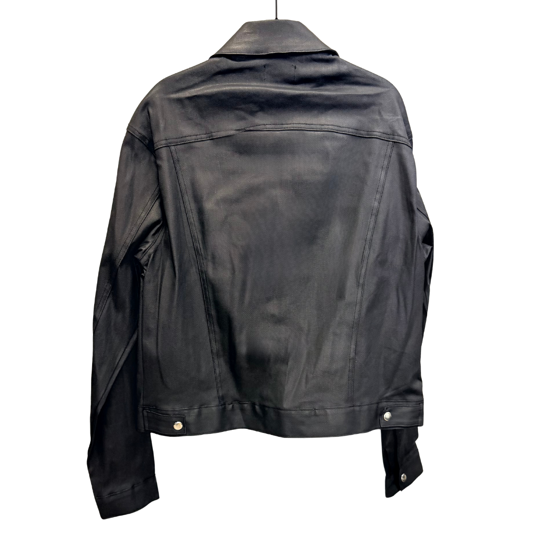Men's Black Leather Trucker Jacket