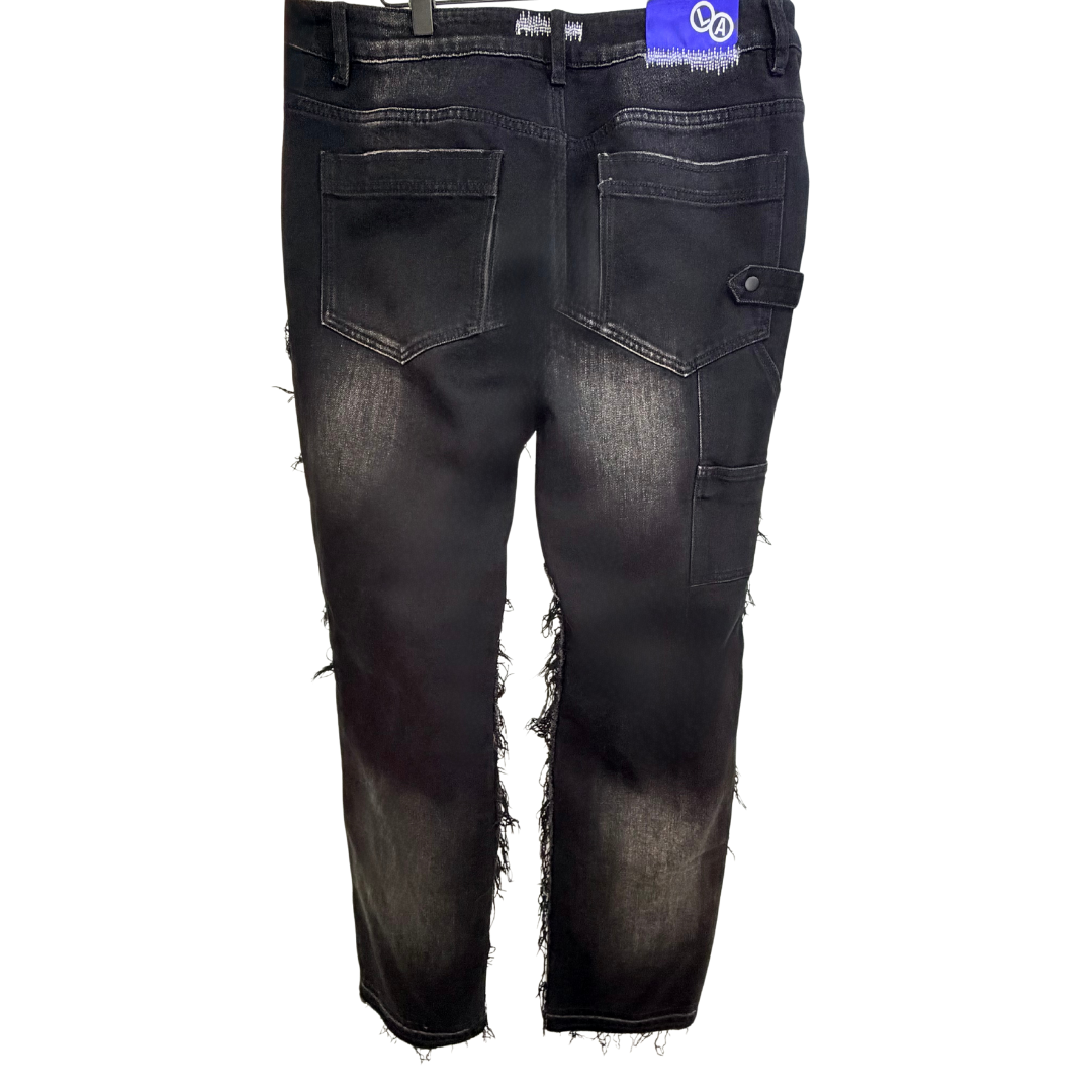 Men's Black Patchwork Jeans