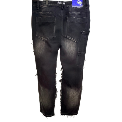 Men's Black Patchwork Jeans