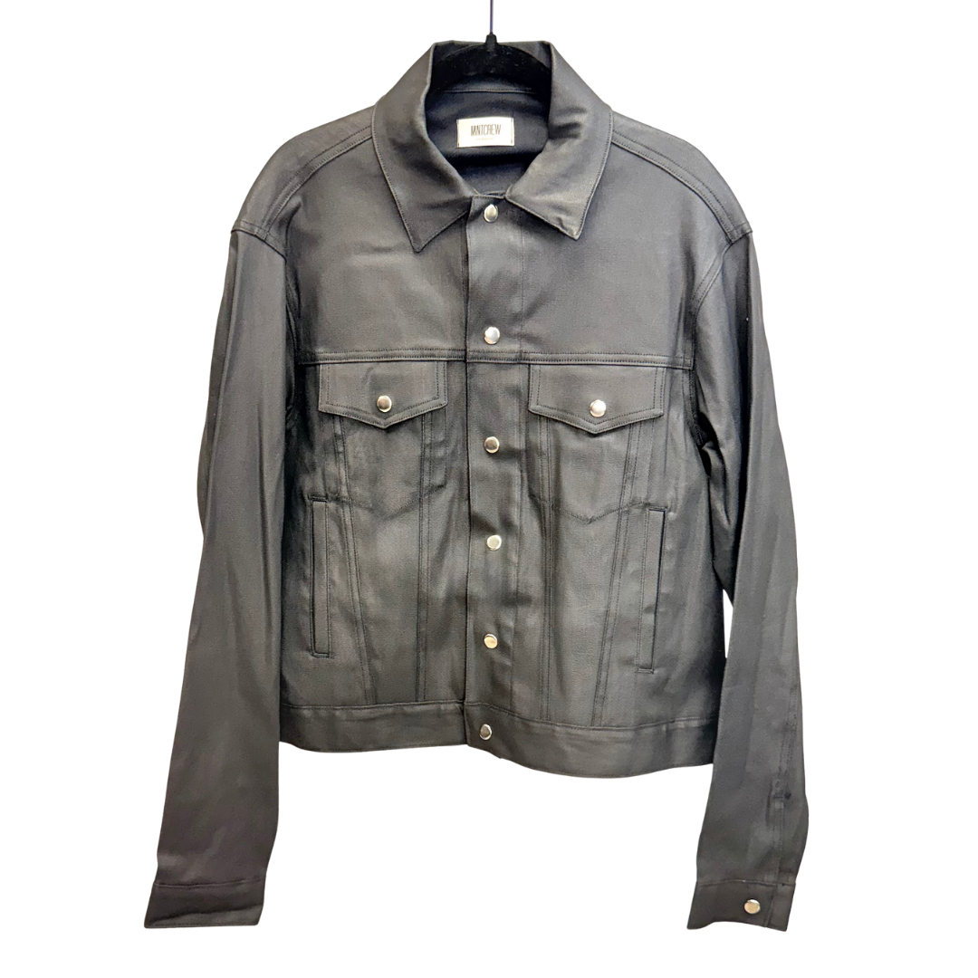 Men's Black Leather Trucker Jacket