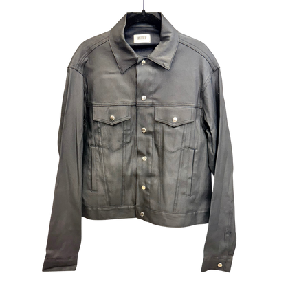 Men's Black Leather Trucker Jacket