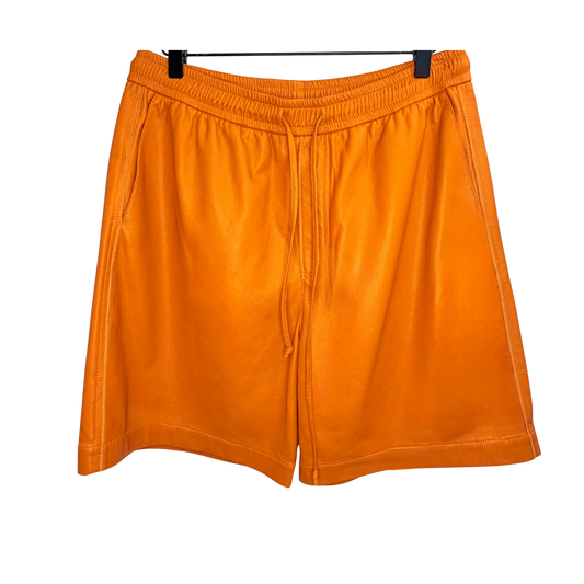 Men's Nanushka Orange Leather Shorts