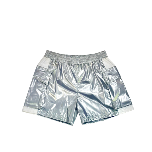 Men's Custom Silver Vinyl Shorts