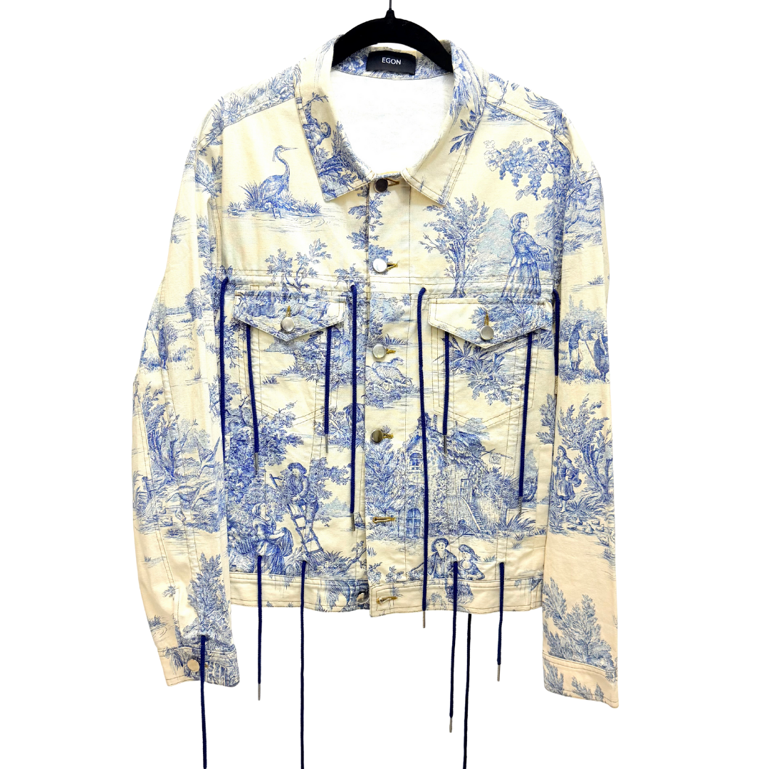 Men's Cream Printed Jacket