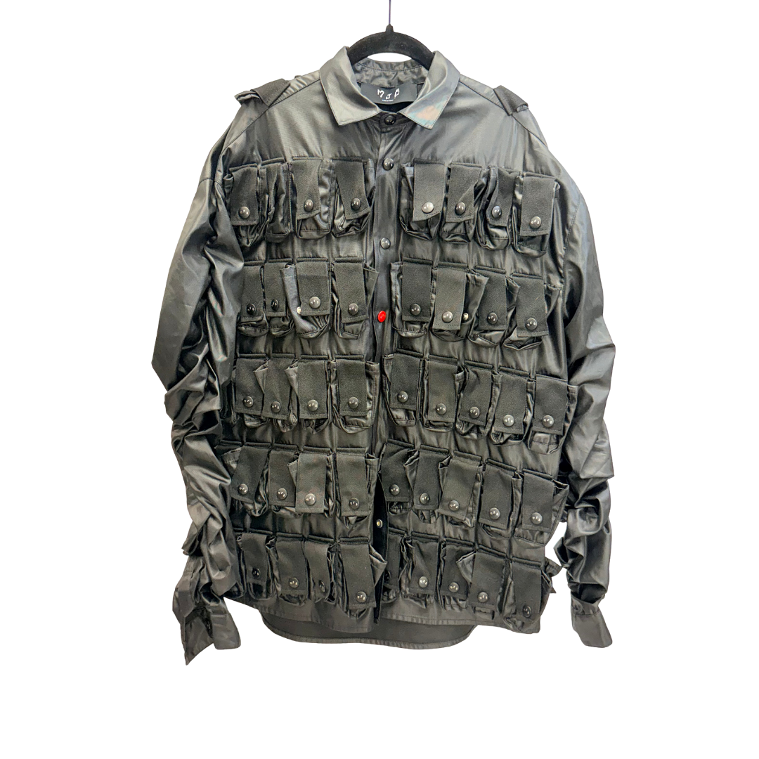 Men's Black Leather Pocket Jacket