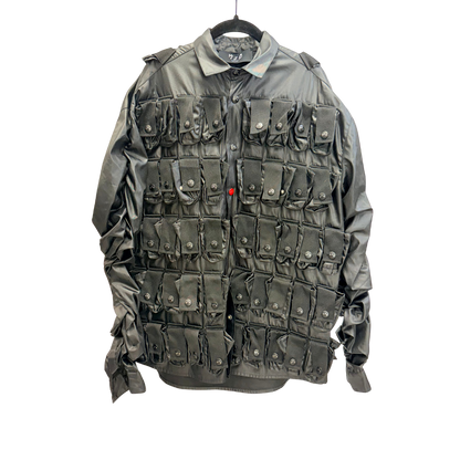 Men's Black Leather Pocket Jacket