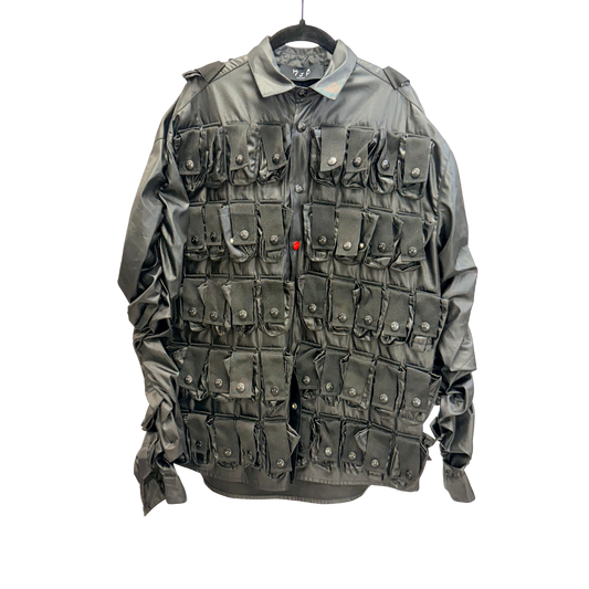 Men's Black Leather Pocket Jacket