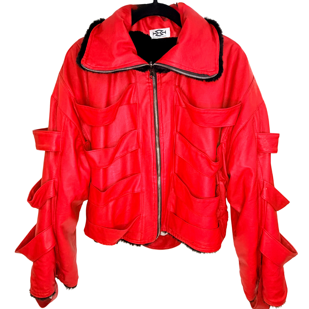 Men's Custom Red Leather Jacket