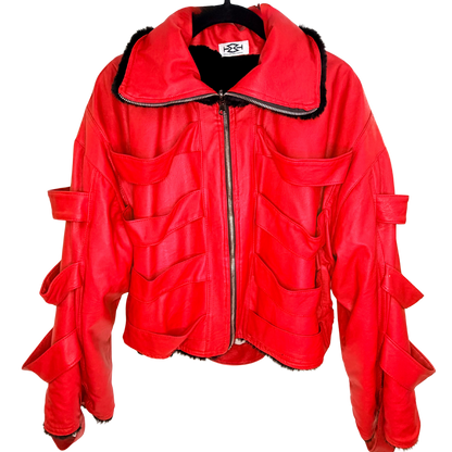 Men's Custom Red Leather Jacket