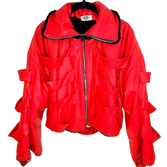 Men's Custom Red Leather Jacket