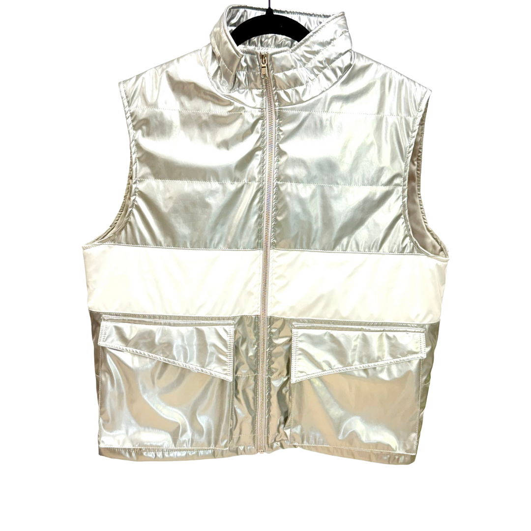 Men's Custom Silver Puffer Vest