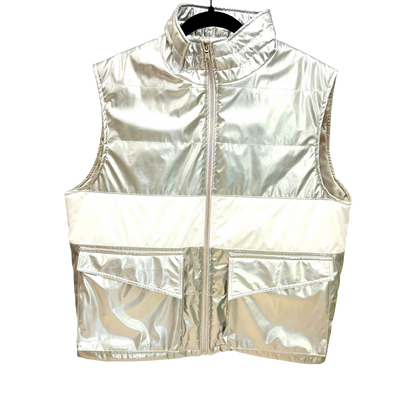 Men's Custom Silver Puffer Vest